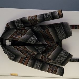 Belted jacket with western pattern